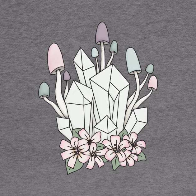 Pastel mushrooms and crystals by Triple Moons Creations